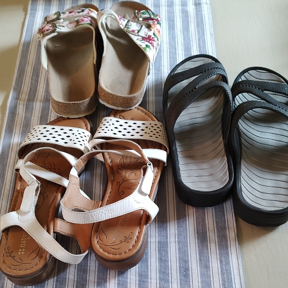 Naturalizer Pink and White Sandals Strappy Comfort Design